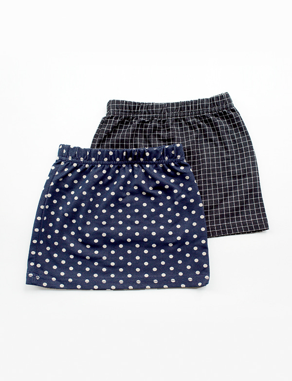 Span mini skirt 스판 미니 스커트 (블루-도트, 블랙-체크)