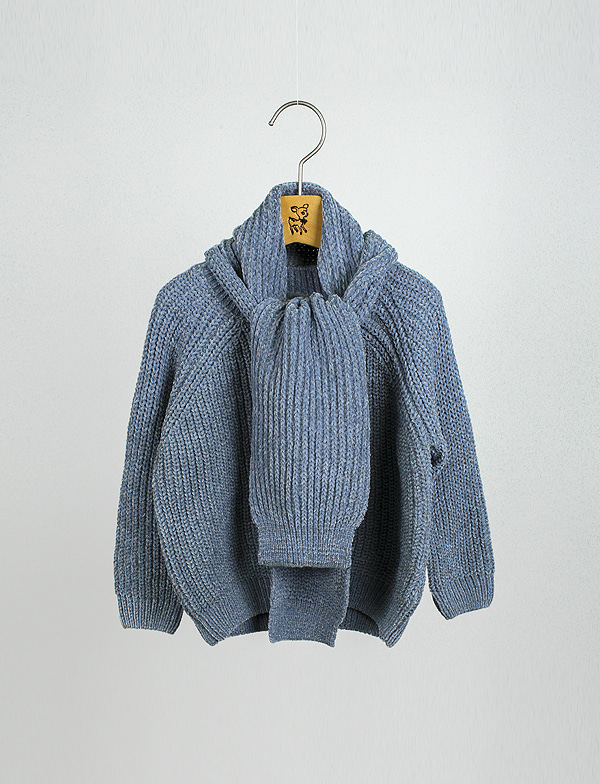 Muffler set knite 머플러 세트 니트 티셔츠 (블루그레이,딥핑크,핑크)